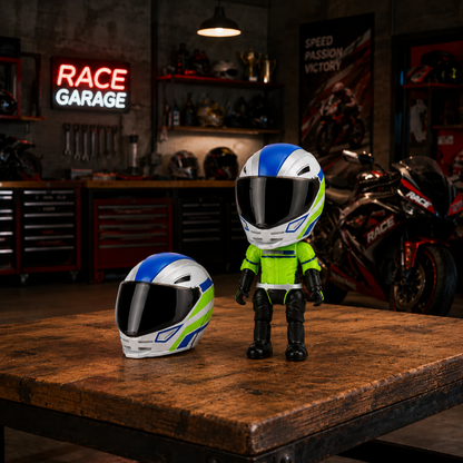 Casco de moto que se transforma en piloto