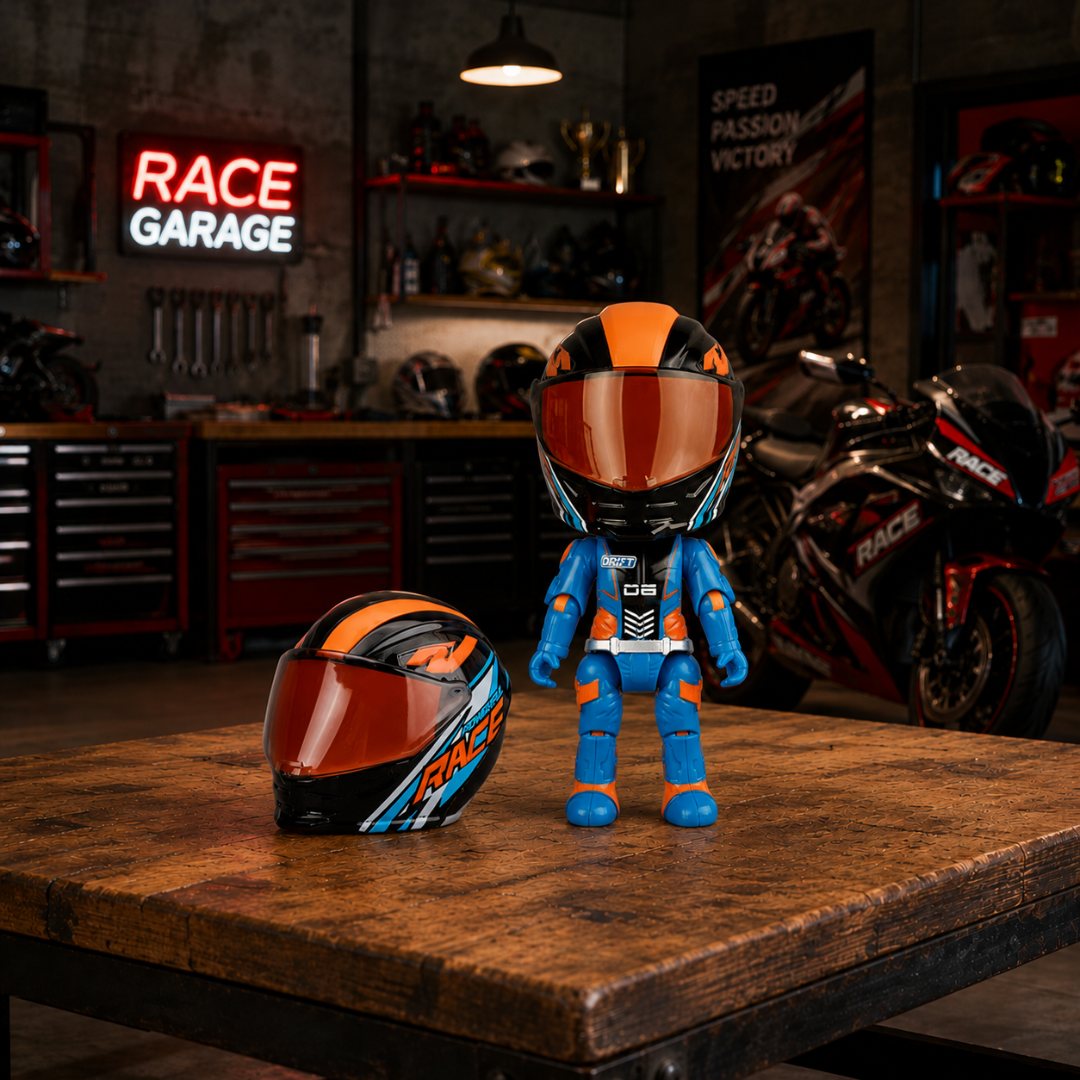 Casco de moto que se transforma en piloto